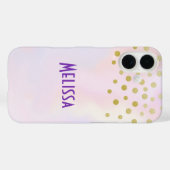Faux Gold Confetti op Paarse Waterverf Case-Mate iPhone Case (Achterkant (horizontaal))