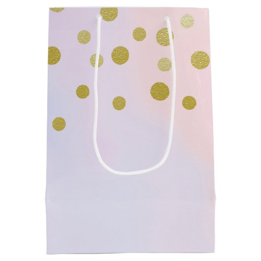 Faux Gold Confetti op Paarse Waterverf Hartelijk d Medium Cadeauzakje (Achterkant)