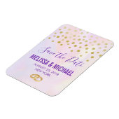 Faux Gold Confetti op Paarse Waterverf STD Magneet (Linkerzijde)