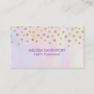 Faux Gold Confetti op Paarse Waterverf Visitekaartje