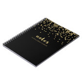 Faux Gold Confetti op zwart | Toelichting Notitieboek (Linkerzijde)