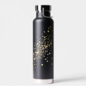 Faux Gold Confetti op zwart Waterfles (Links)