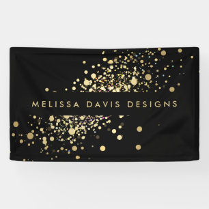 Faux Gold Confetti op zwarte banner