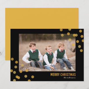 Faux Gold Confetti Photo Merry-kerstkaart Kaart