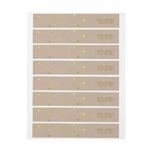 Faux Gold Confetti Stippen Omwikkelbaar Adreslabel (Vel)