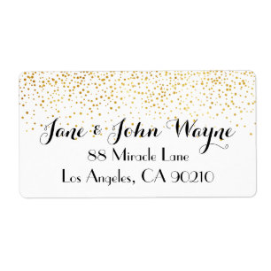 Faux Gold Confetti Stippen Wedding Return Address Etiket