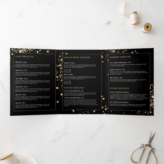 Faux Gold Confetti sur Black Brochure (Intérieur)