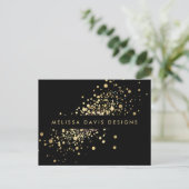Faux Gold Confetti sur carte postale moderne noire (Debout devant)