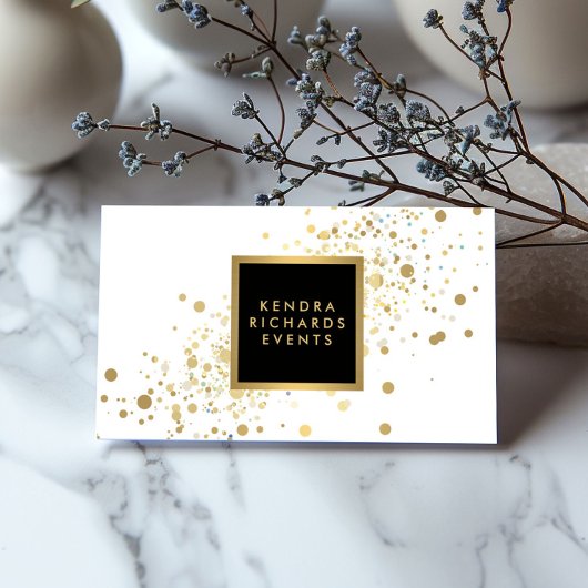 Faux Gold Confetti sur le Carte de visite blanc mo