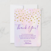 Faux Gold Confetti sur Merci d'aquarelle violet (Dos)