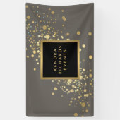 Faux Gold Confetti sur une bannière gris moderne (Vertical)