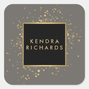 Faux Gold-Confetti, verspreid over Modern Grey Vierkante Sticker