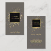 Faux Gold-Confetti, verspreid over Modern Grey Visitekaartje (Voorkant / Achterkant)