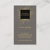 Faux Gold-Confetti, verspreid over Modern Grey Visitekaartje (Achterkant)