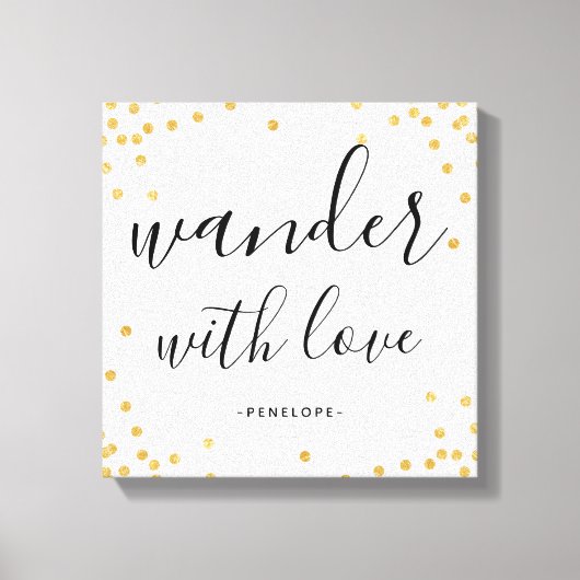 Faux Gold Confetti Wander met Love Canvas (Voorkant)