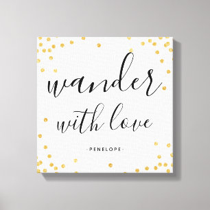Faux Gold Confetti Wander met Love Canvas Afdruk