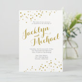Faux Gold Confetti Wedding Invitation Kaart (Staand voorkant)