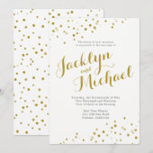 Faux Gold Confetti Wedding Invitation Kaart (Voorkant / Achterkant)