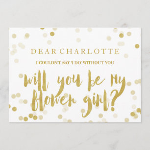 Faux Gold Confetti word je mijn Bloemenmeisje Kaart