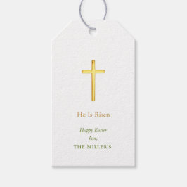 Faux Gold Cross Happy Easter Gift Labels Cadeaulabel