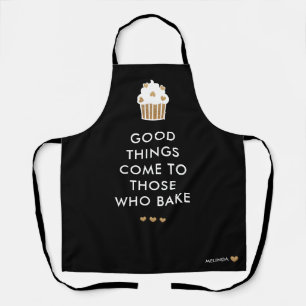 Faux Gold Cupcake Goede dingen Bakken Voeg naam to Schort