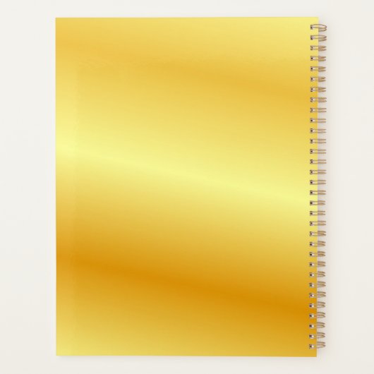 Faux Gold Custom Monogramed Sjabloon Elegant Planner (Achterkant)