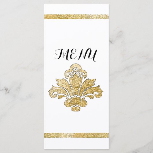 Faux Gold Damas Diner Party Menu Black Custom (Dos)