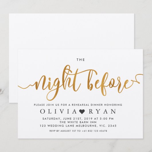 Faux gold de avond voor de uitnodiging (Voorkant / Achterkant)