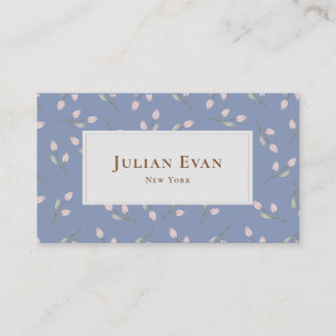Faux Gold Dusty Blue Floral Carte de visite