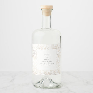 Faux Gold Elegant Floral Wedding Gift Gin Likeurfles Etiket