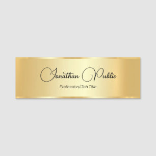 Faux Gold Elegant Hand Script Typografie Sjabloon Naamplaatje