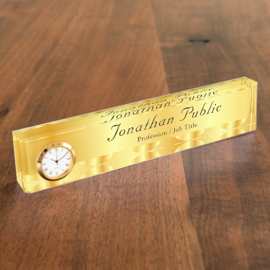 Faux Gold Elegant Handgeschreven Script-Sjabloon Naambordje (Zijkant)