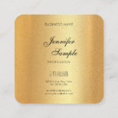 Faux Gold Elegant Handgeschreven Script-Sjabloon Vierkante Visitekaartje (Achterkant)