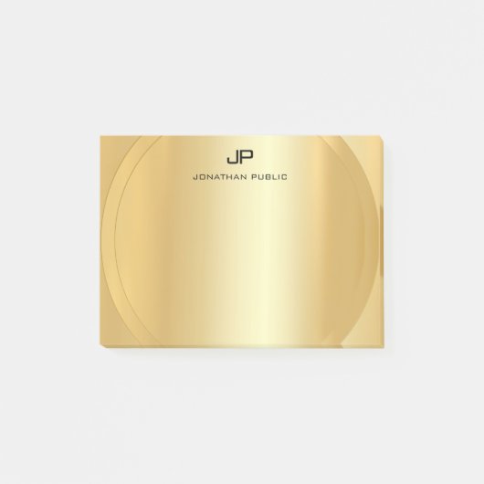 Faux Gold Elegant Modern Monogram Sjabloon Post-it® Notes (Voorkant)