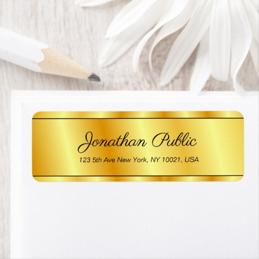 Faux Gold Elegant Moderne Sjabloon Handschrift Etiket (Insitu)