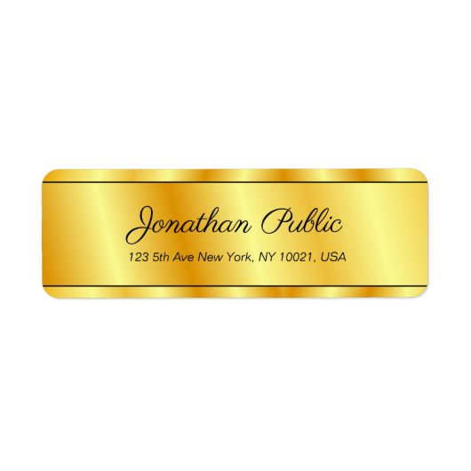 Faux Gold Elegant Moderne Sjabloon Handschrift Etiket (Voorkant)