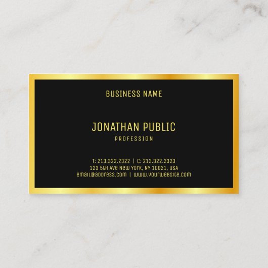 Faux Gold Elegant Professional Moderne Sjabloon Visitekaartje (Achterkant)
