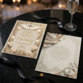 Faux Gold Embossed Baroque Swan Fairytale  Wedding Kaart