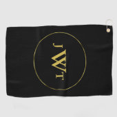 Faux Gold en Black Custom Monogrammen Golfhanddoek (Horizontaal)
