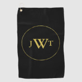 Faux Gold en Black Custom Monogrammen Golfhanddoek (Voorkant)
