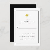 Faux Gold en Black Palm Tree | Glam Wedding RSVP (Voorkant / Achterkant)