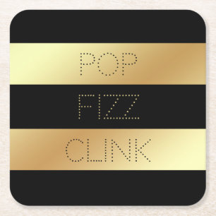 Faux Gold en Black Pop Fizz Clink Nieuwe jaren o Vierkante Kartonnen Onderzetter