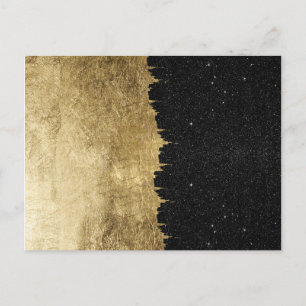 Faux Gold en Black Sterrennacht, penseelstreken Briefkaart