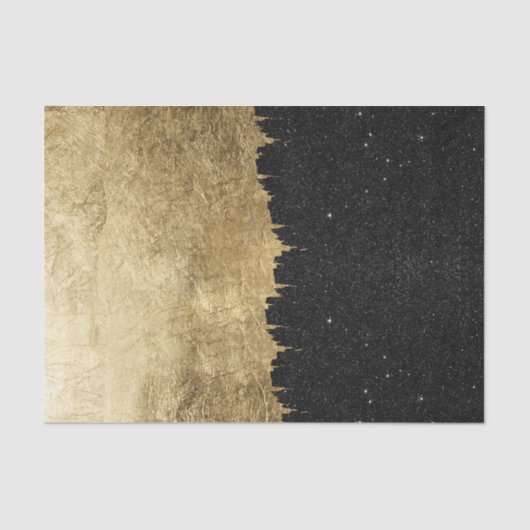 Faux Gold en Black Sterrennacht, penseelstreken Tissuepapier (Voorkant)