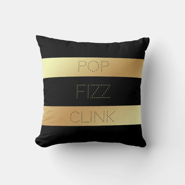 Faux Gold en Black Stripes | Pop Fizz Clink Kussen (Voorkant)