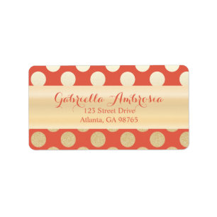 Faux Gold en Coral Polka Dots Etiket