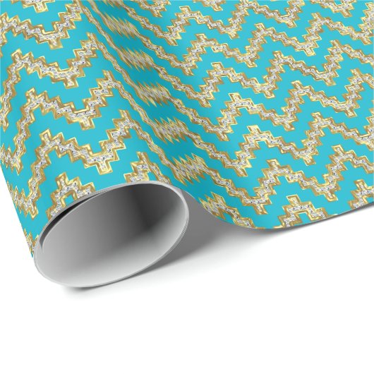 Faux Gold en Glitter Chevron Geometric Pattern Cadeaupapier (Rol Hoek)