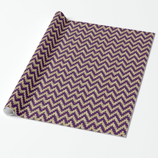 Faux Gold en Glitter Chevron Geometric Pattern Cadeaupapier (Uitgerold)