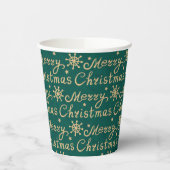 Faux Gold en Green Merry-kerstbrieftering Papieren Bekers (Links)