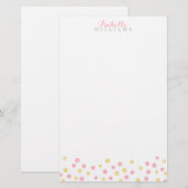 Faux Gold en roze Confetti Stippen Briefpapier (Voorkant / Achterkant)